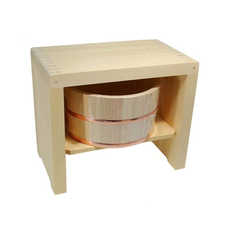 Hiba Wood Bath Stool and Sawara Pure Wood Bath Bucket Set Etsy