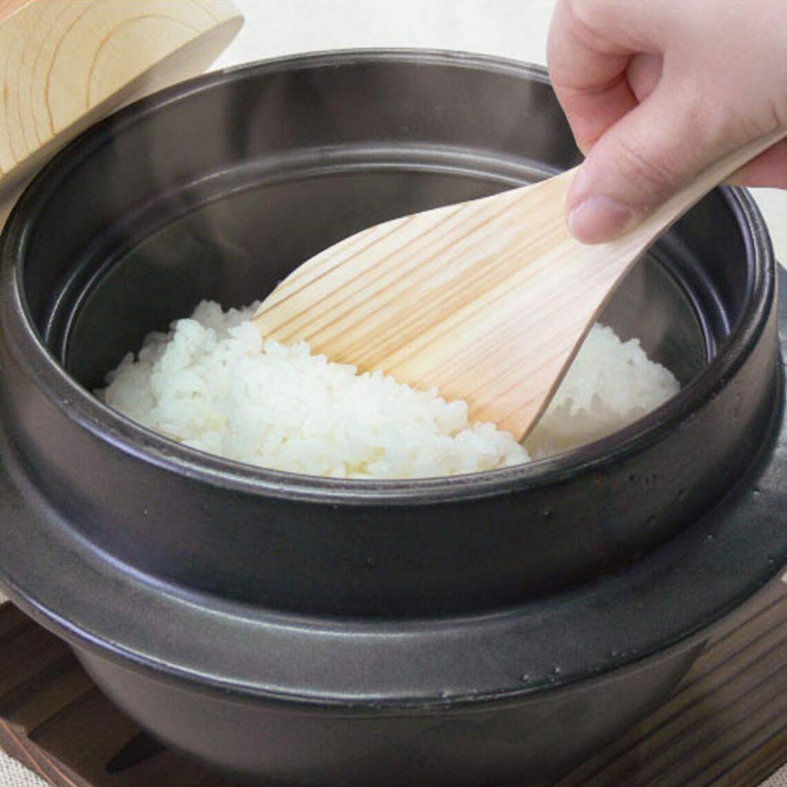 Japanese Rice Cooker Donabe 3 Go Set with Hinoki Rice Scoop Etsy