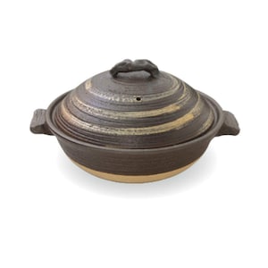 Japanese Donabe Clay Pot, 2 Litre, Handmade in Japan, Good for 3-4 people