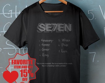 トップス seven Brad Pitt S/S Movie T-Shirt Black rare vintage 90s Se7en Seven 7 Brad Pitt David Fincher movie t