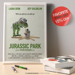 Jurassic Park by Steven Spielberg with Laura Dern, Jeff Goldblum, 1993. Minimalist alternative movie poster art quote high quality print