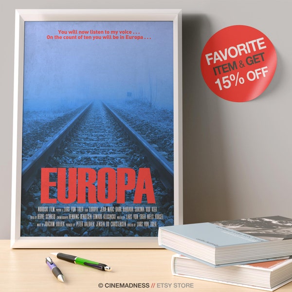 Europa by Lars Von Trier, 1991. Alternative European experimental political psychological drama movie poster art quote high quality print