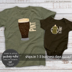 pint half pint matching t-shirts dad baby father son matching shirts father's day shirt set first father's day gift MDF1-009-SIPPY image 1