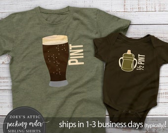 pint half pint matching t-shirts | dad baby father son matching shirts father's day shirt set | first father's day gift MDF1-009-SIPPY