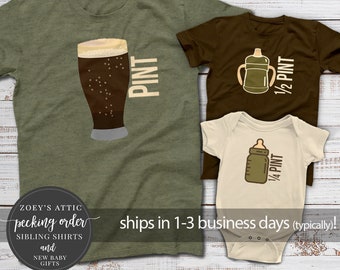 set of 3 pint half quarter pint matching dark t-shirts | dad kiddos matching three shirts fathers day set | father's day gift MDF1-011-3Set