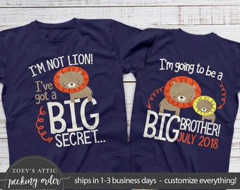 lion big brother shirt | big brother to be | big brother shirt | secret big brother pregnancy announcement lion shirt big brother MSS2-003