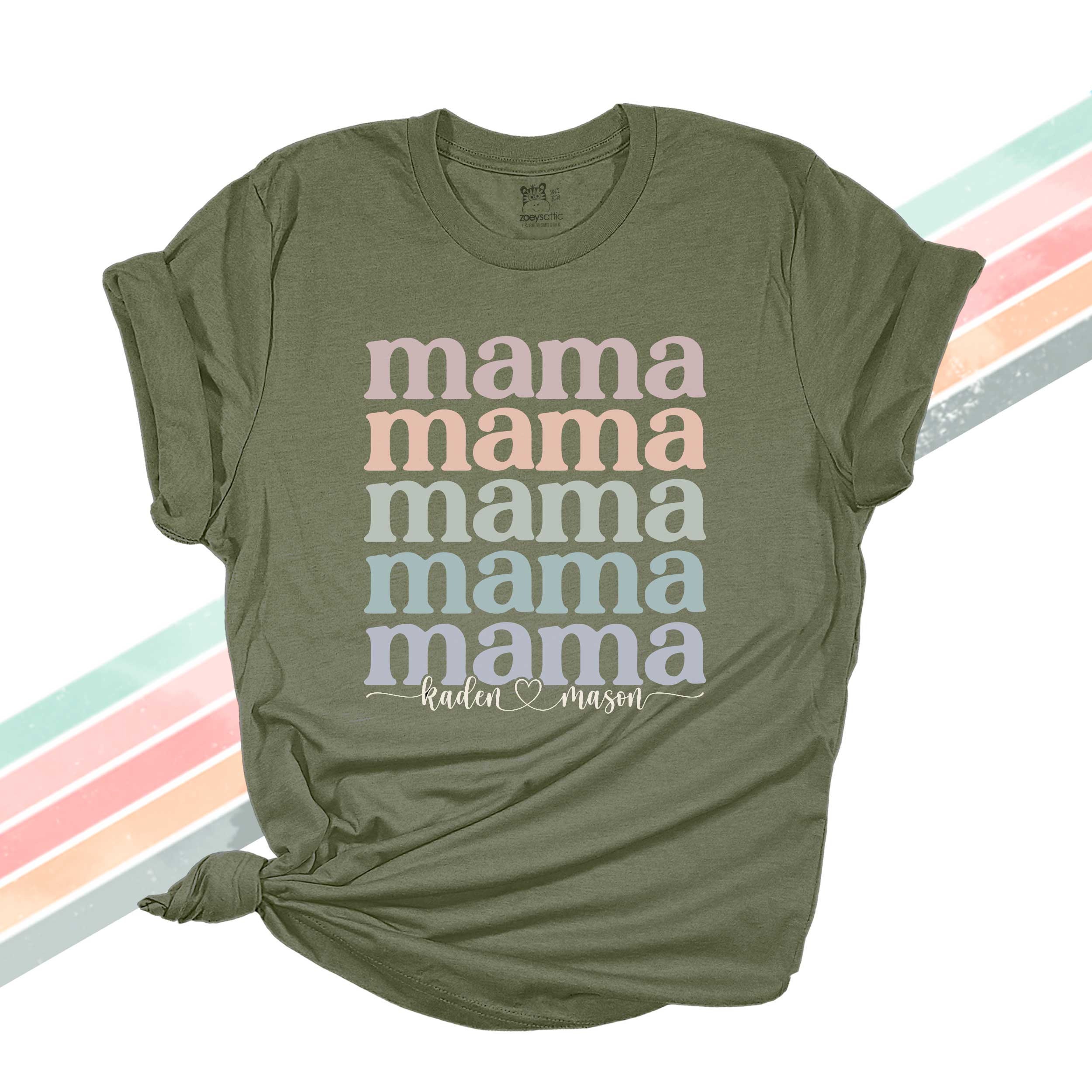 Mother's Day Shirt | Mama Mama Colorful Font Personalized Unisex