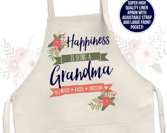 grandma apron gigi apron gift for grandma apron nana apron meme personalize with grandkids names custom mother's day gift APRON-002
