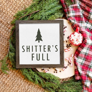 holiday decorations farmhouse signs canvas shitter's full christmas tree farm framed canvas holiday home decor christmas parody