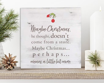 christmas wood fir sign | maybe christmas perhaps means a little bit more white wash or gray wash plaque | holiday home decor wall art