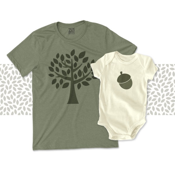 matching dad and baby shirts fathers day shirts acorn tree t-shirts for dad and kids and baby gift set - Father's Day gift 22FD-013-Set