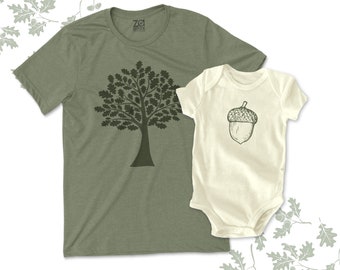 acorn oak tree matching dad and baby shirts acorn tree matching set of shirts father's day matching shirts father son daughter 22FD-013N-SET