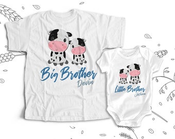 cow sibling shirts | matching shirts set | big brother little sister | personalized for all sibling types | MLCP-006-Set
