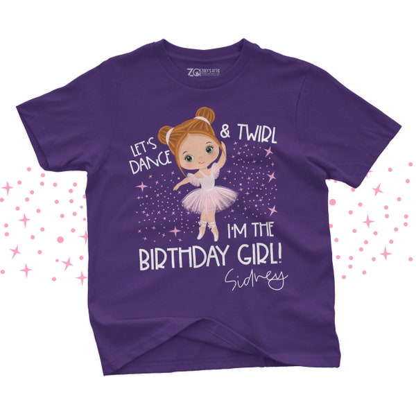 birthday girl shirt | ballerina dance and twirl DARK birthday shirt | ballet birthday party shirt for girls mbal-006D