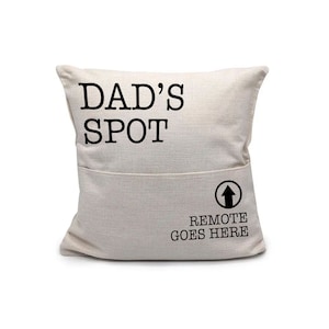 father&#39;s day pillow dad&#39;s spot remote goes here faux linen pillowcase pillow great gift for dad birthday christmas fathers day funny pillow