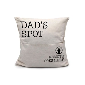 father's day pillow dad's spot remote goes here faux linen pillowcase pillow great gift for dad birthday christmas fathers day funny pillow