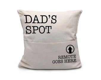 father's day pillow dad's spot remote goes here faux linen pillowcase pillow great gift for dad birthday christmas fathers day funny pillow
