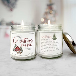 christmas candle | christmas movie watching soy blend wax candle | christmas holiday movie candle gift for friends or family cndl-057