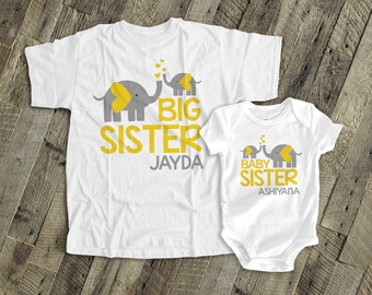 MOD elephant sibling shirts | matching shirts set | big brother little sister | personalized for all sibling types | MELE-001-Set
