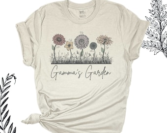 Grandma shirt | gamma's garden personalized unisex adult crew neck tshirt | flower garden birthday christmas mothers day gift 23MD-009
