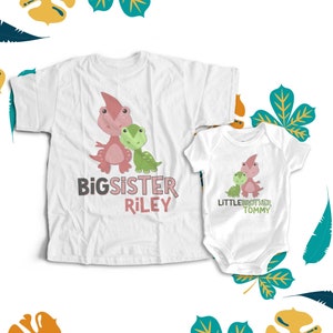 dinosaur sibling shirts | matching shirts set | big brother little sister | personalized for all sibling types | MDNO-012-Set