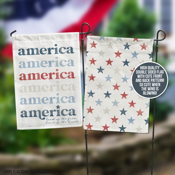 rustic americana fourth of july garden flag america stars and stripes retro garden flag front and back patterns adorable for fourth of july