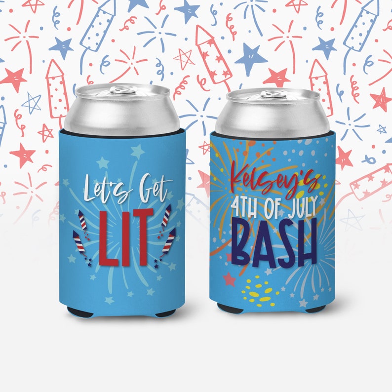Fourth of July Can Coolies 4th of July Bash Can Coolers Etsy