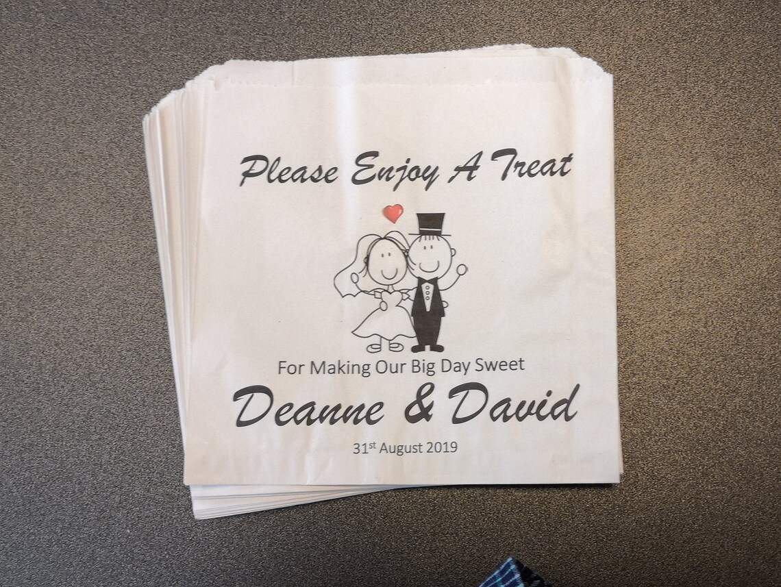 Personalised Wedding Sweet Bags & Wedding Cake Bags Etsy UK