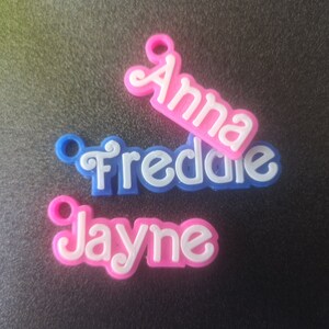 Personalised 3D Keyrings. Perfect for Barbie theme party bag fillers image 4