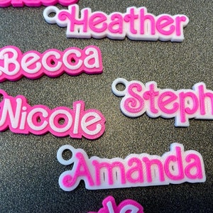 Personalised 3D Keyrings. Perfect for Barbie theme party bag fillers image 5