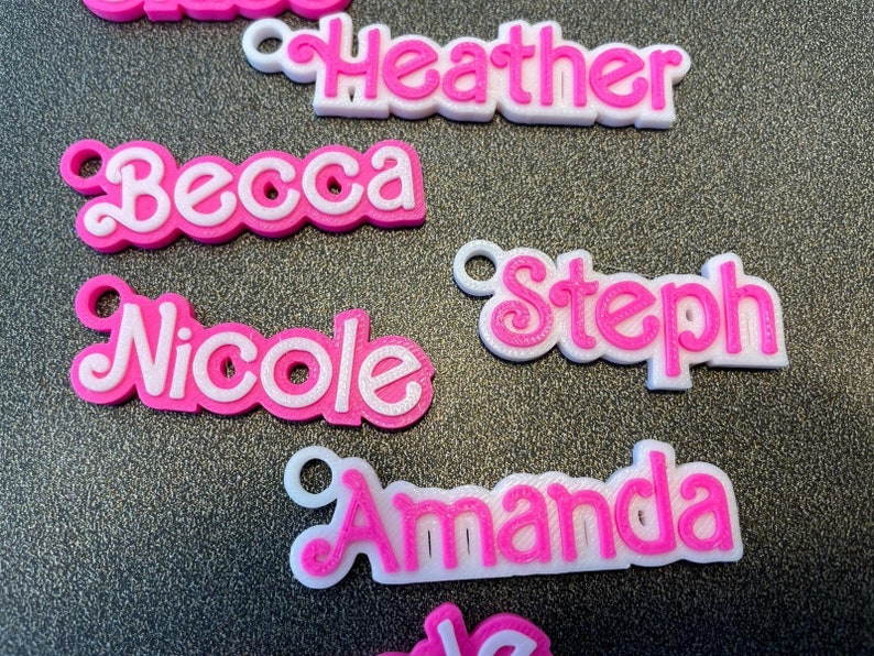 Personalised 3D Keyrings. Perfect for Barbie theme party bag fillers image 5