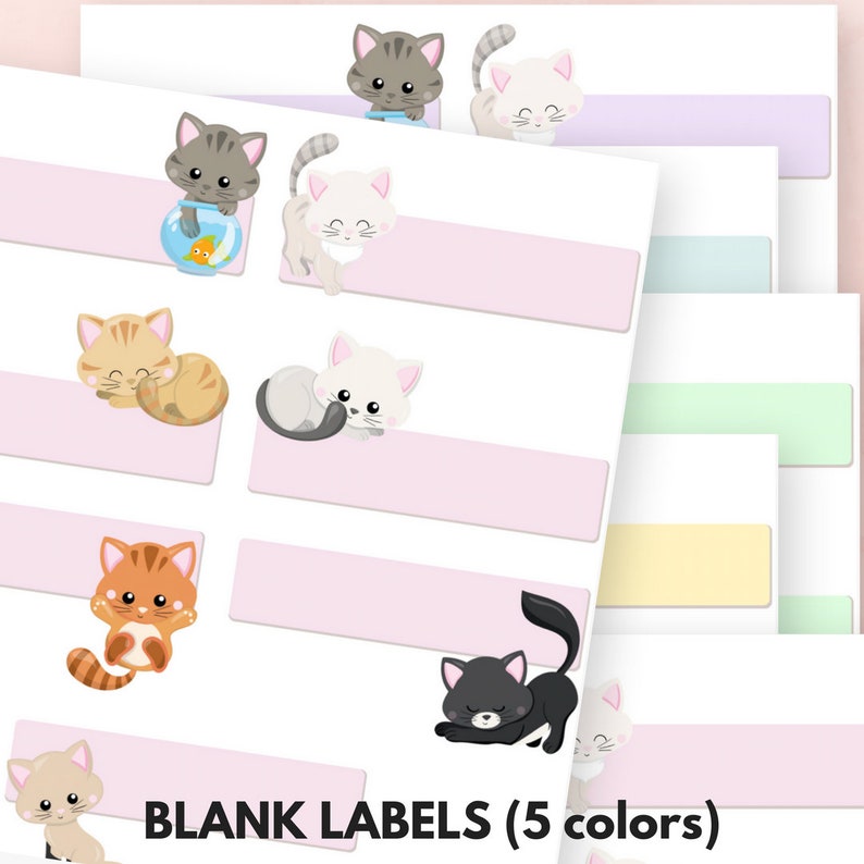 cute cats stickers and labels planner printables pdf