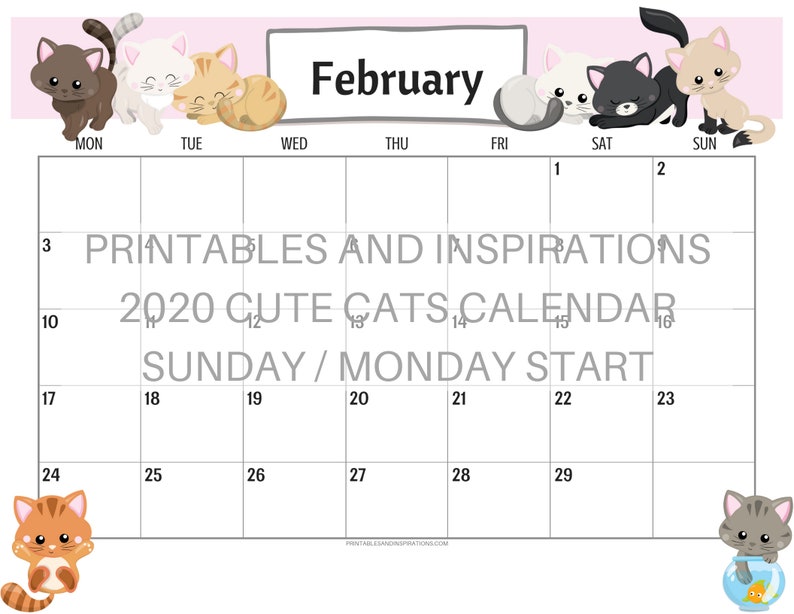 Lovely Cats 2020 Calendar Printable Planner PDF with Free of charge 2019 Calendar image regarding Cute Calendar Printable titled Lovable Cats 2020 Calendar Printable Planner PDF with Free of charge 2019 Calendar