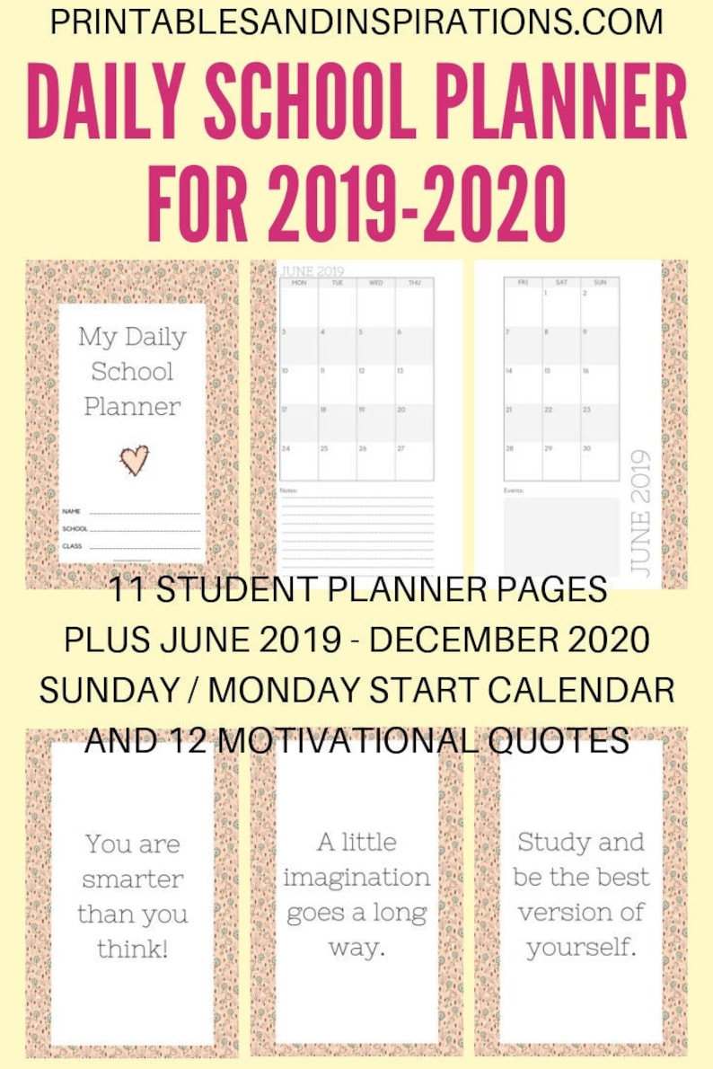2019-2020 Each day Higher education PLANNER Floral Calendar Printable PDF (Sunday/Monday Get started) (Halfsize) photograph about School Calendar -16 Printable titled 2019-2020 Day by day Faculty PLANNER Floral Calendar Printable PDF (Sunday/Monday Begin) (Halfsize)