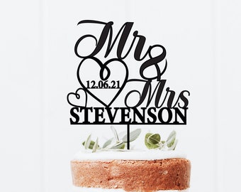 Mr and Mrs Wedding Cake Topper, Gold Cake Topper wedding, Custom Cake topper, Rustic Wedding Cake Topper, Personalized Birthday Cake toppers