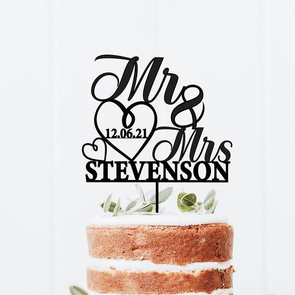 Mr and Mrs Wedding Cake Topper, Gold Cake Topper wedding, Custom Cake topper, Rustic Wedding Cake Topper, Personalized Birthday Cake toppers