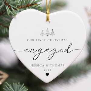 Engagement Ornament, First Christmas Engaged ornament, Engagement gift, Engagement keepsake, Custom couple engagement ornament