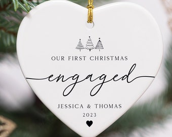Engagement Ornament, First Christmas Engaged ornament, Engagement gift, Engagement keepsake, Custom couple engagement ornament