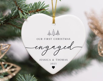 Engagement Ornament, First Christmas Engaged ornament, Engagement gift, Engagement keepsake, Custom couple engagement ornament