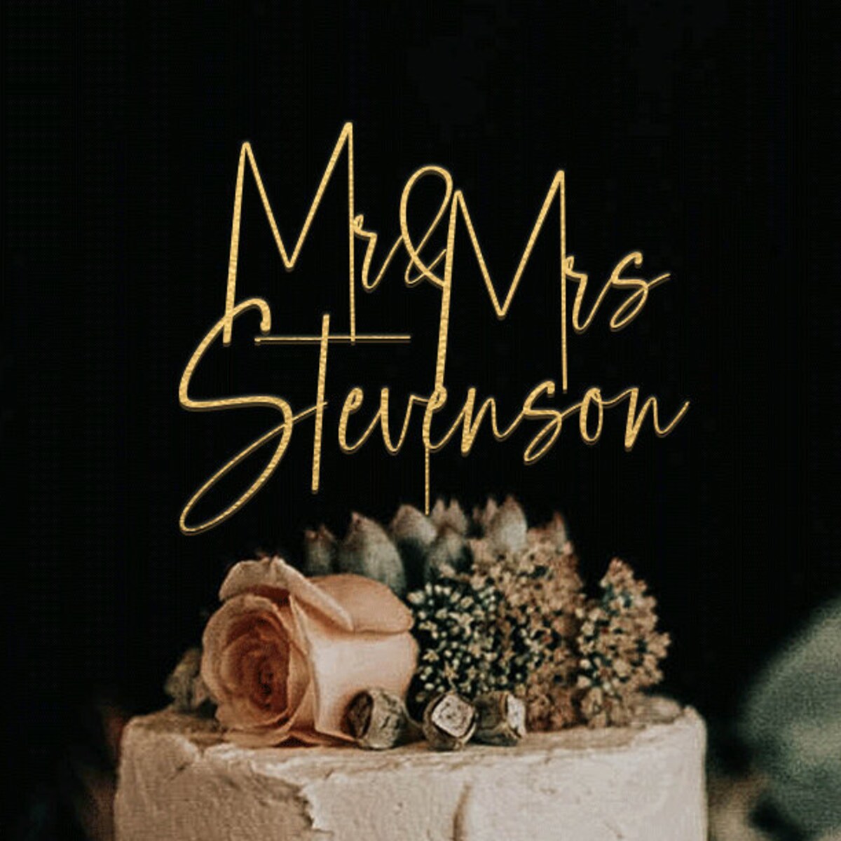 Gold Cake Topper for Wedding, Personalized Cake Topper, Rustic Wedding Cake Topper, Custom Mr Mrs Cake Topper, Anniversary Cake Toppers - Etsy