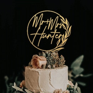 Topper per torta nuziale in oro, Topper per torta nuziale, Topper per torta personalizzato, Topper per torta Mr e Mrs, Topper per torta, Topper per torta a forma di corona personalizzata