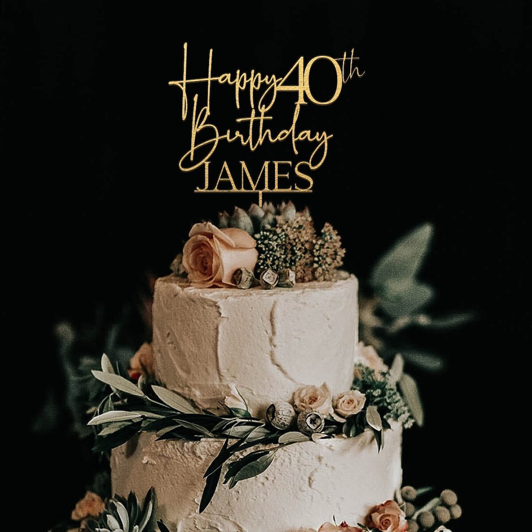 Happy Birthday Cake Topper With Name, Personalized Birthday Cake