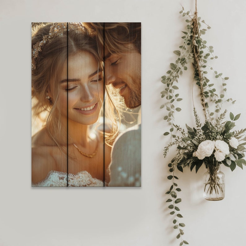 Personalized Photo On Wood, Wedding Gift For Couple, Wood Picture, Rustic Home Decor Photo Prints, Wood Wall Art, Picture Frames image 7