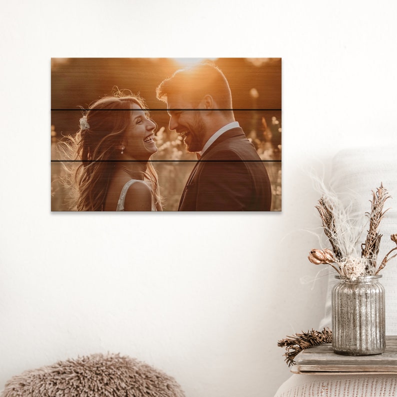 Personalized Photo On Wood, Wedding Gift For Couple, Wood Picture, Rustic Home Decor Photo Prints, Wood Wall Art, Picture Frames image 10