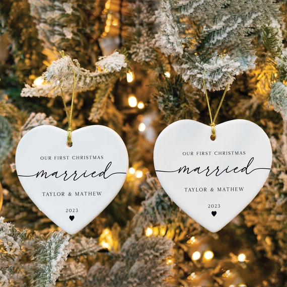 First Christmas Married Ornament newlywed Keepsake Married Christmas First Xmas Married gift for Newlyweds ceramic Husband Gift wife Gift Etsy Ireland
