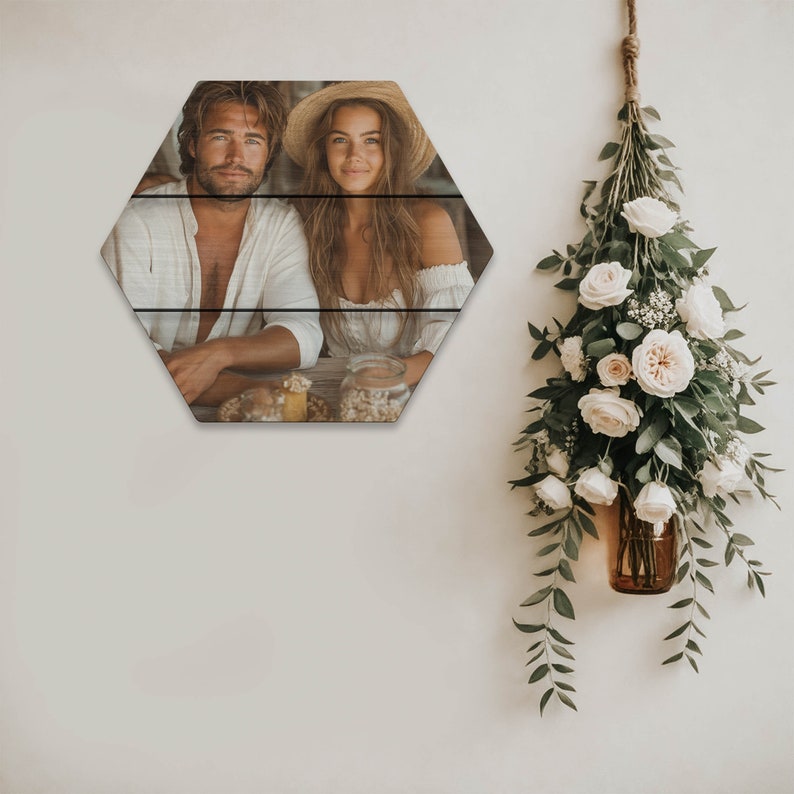 Personalized Photo On Wood, Wedding Gift For Couple, Wood Picture, Rustic Home Decor Photo Prints, Wood Wall Art, Picture Frames image 4