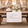 Wedding Table Runner, Linen Wedding Table Decor, Sweetheart Table Sign, Custom Fabric Table Runner for Wedding, Custom Wedding Banner product logo