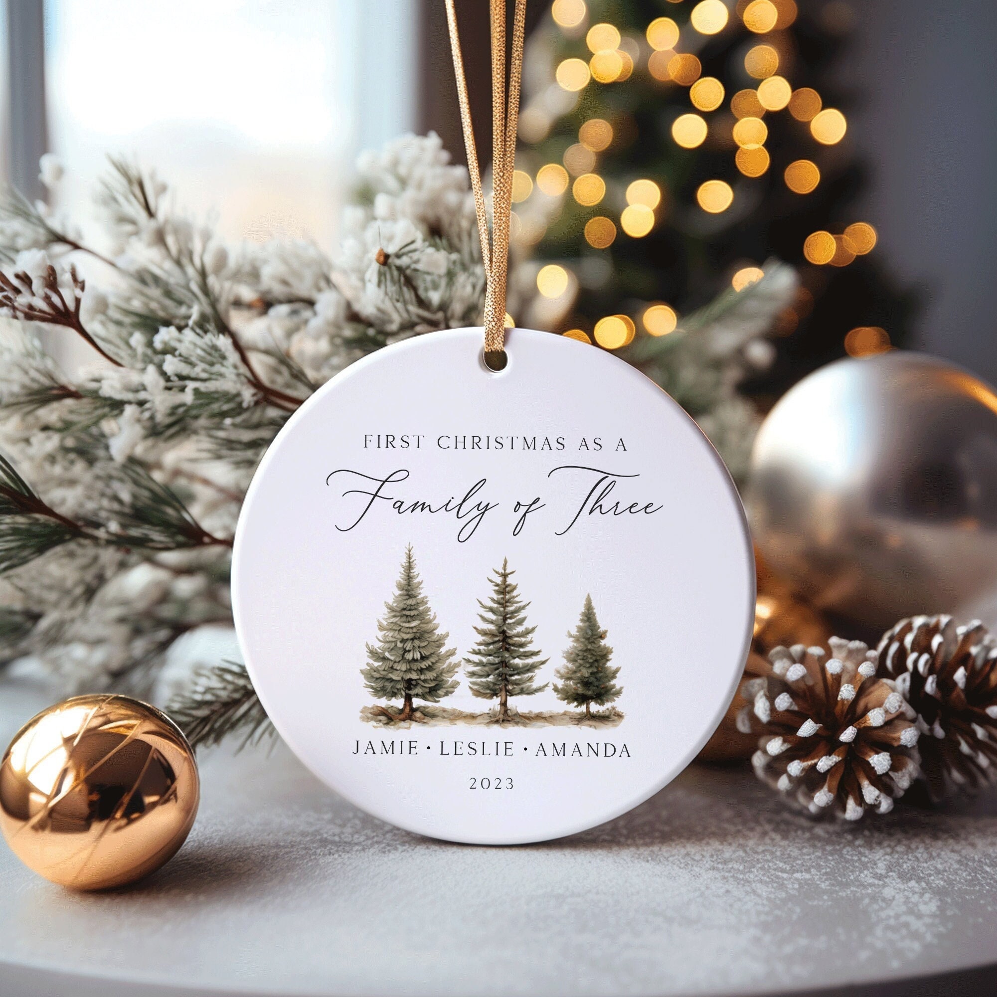 First Christmas as a Family of Three Ornament, Family of three, Ornament for family, Family Christmas Ornament, Tree Ornament, Personalized