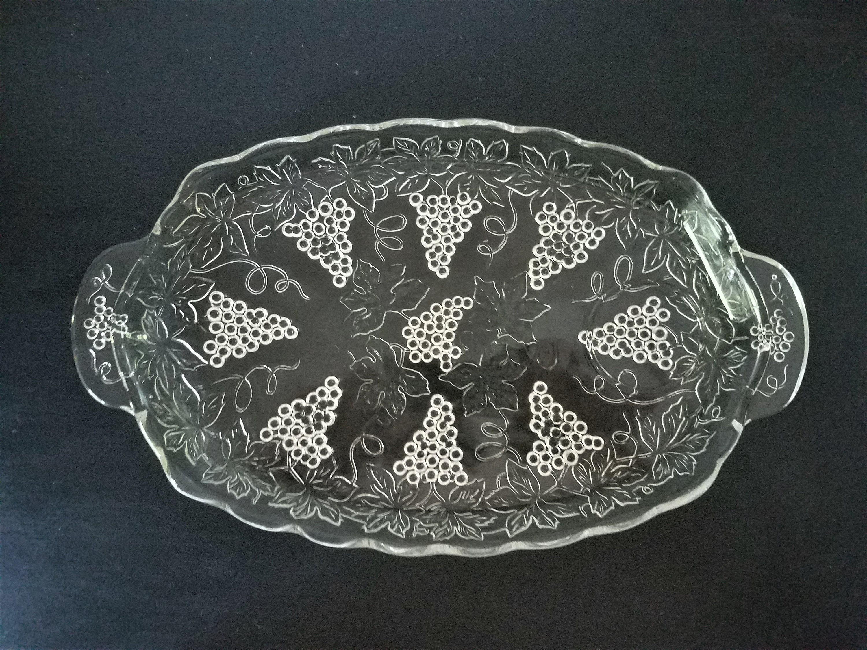 Vintage Anchor Hocking Serva Snack Set of 4 Clear Glass Plates and Cups