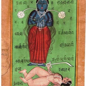 Tantra Mantra Art Painting Vintage Indian Handmade Traditional Art sulla pagina del manoscritto scritto a mano